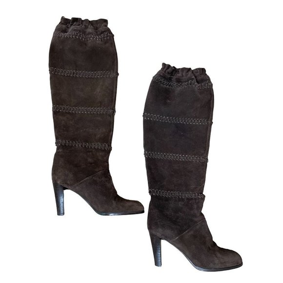 Vintage Coach Jae Knee High Brown Slouch Ruched Suede Boots Sz. 6 - Picture 1 of 5